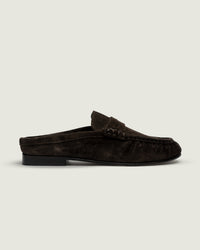 Penny Loafer Wrinkle Mule - Suede | Dark brown