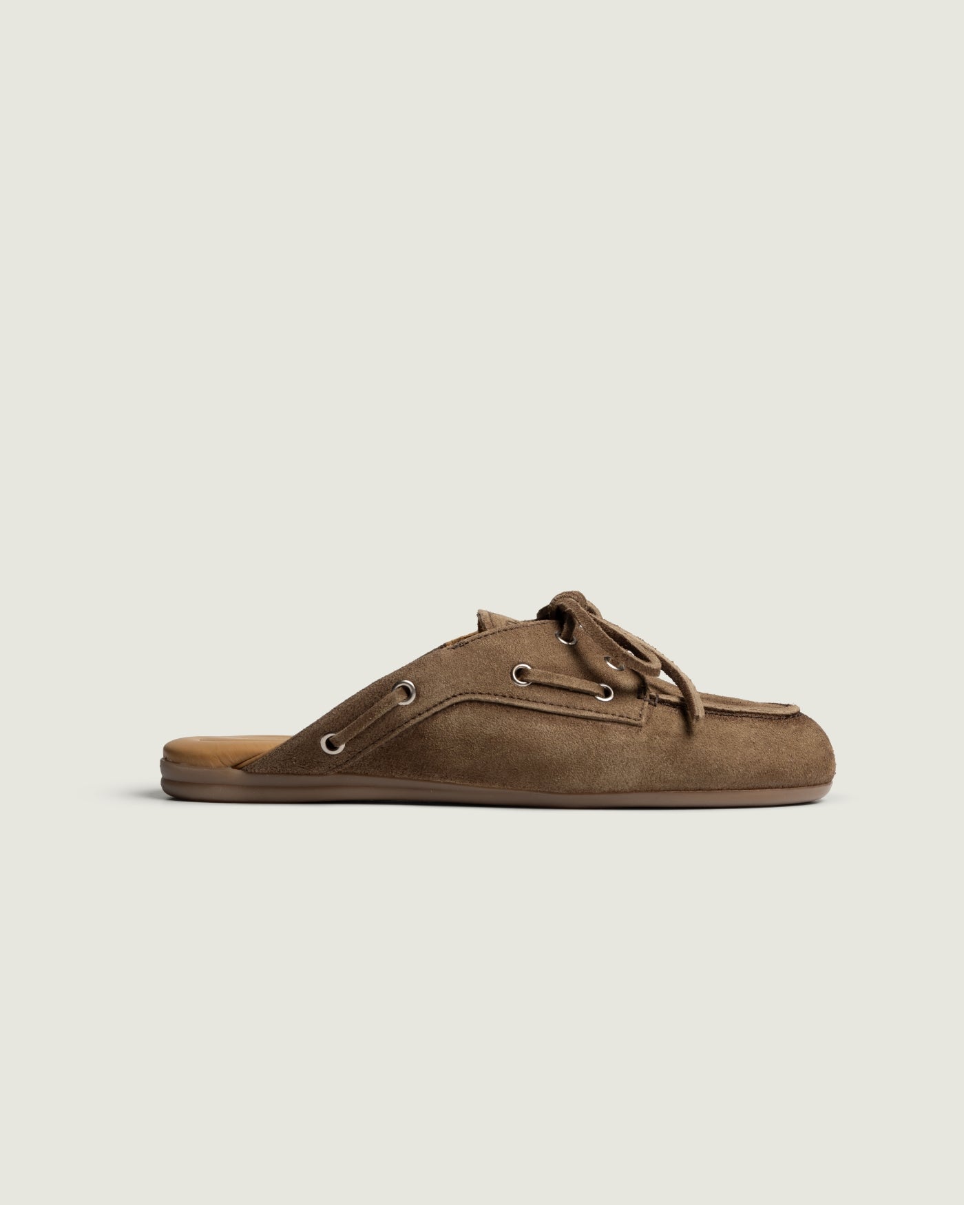 Boat Loafer Mule - Brushed Suede | Dark brown