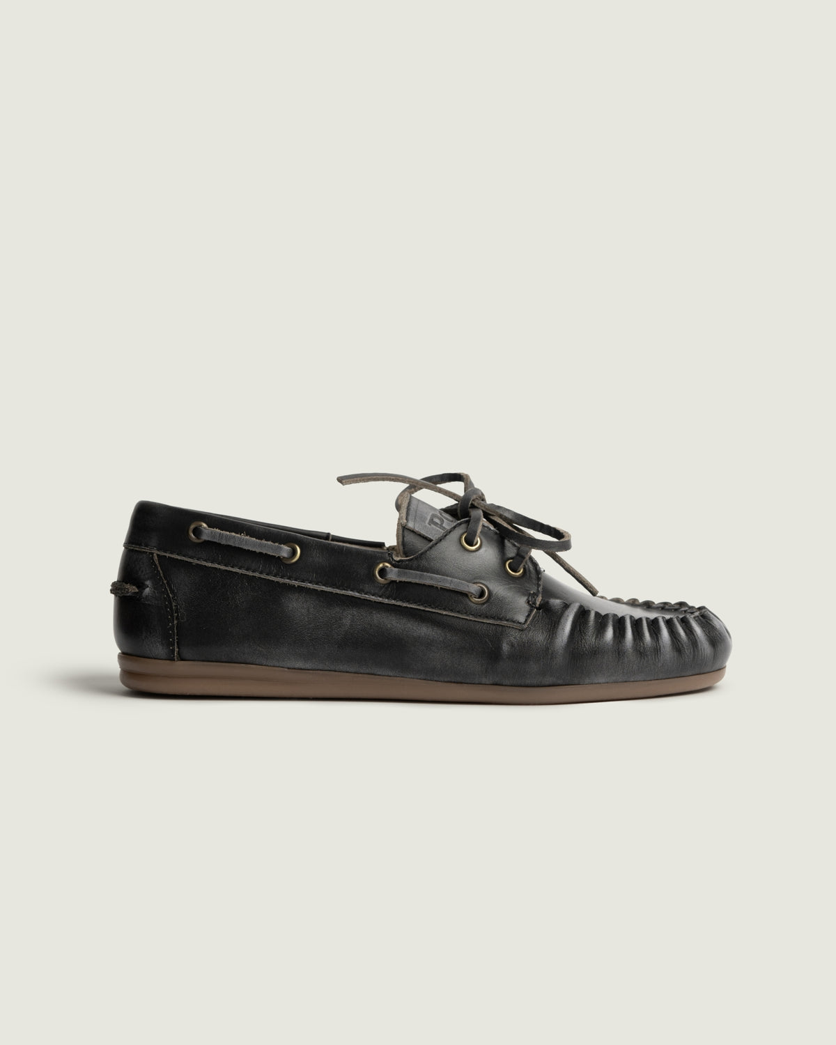 Boat Loafer Wrinkle - Brushed Leather | Black