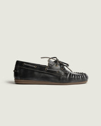 Boat Loafer Wrinkle - Brushed Leather | Black