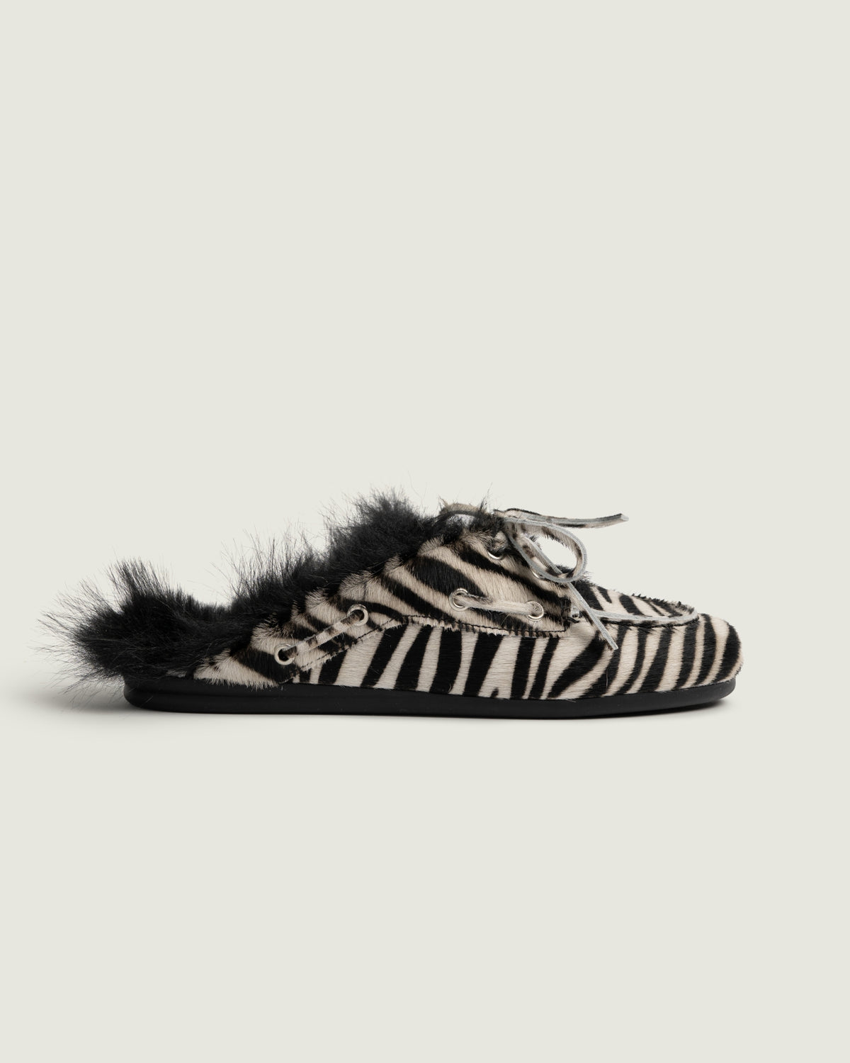 Boat Loafer Mule Hairy Fur - Animal | Zebra