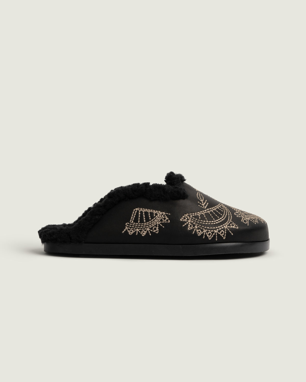 Mule Bohemian - Leather/Fur | Black