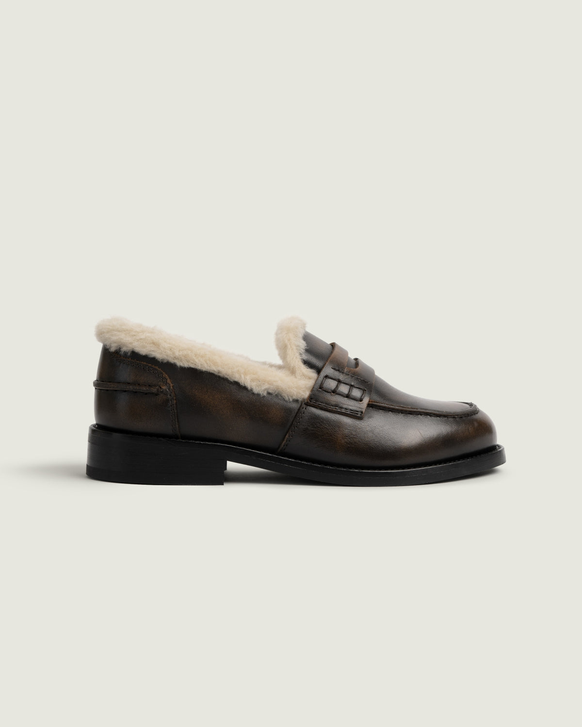 Penny Fur Loafer - Leather | Coffee