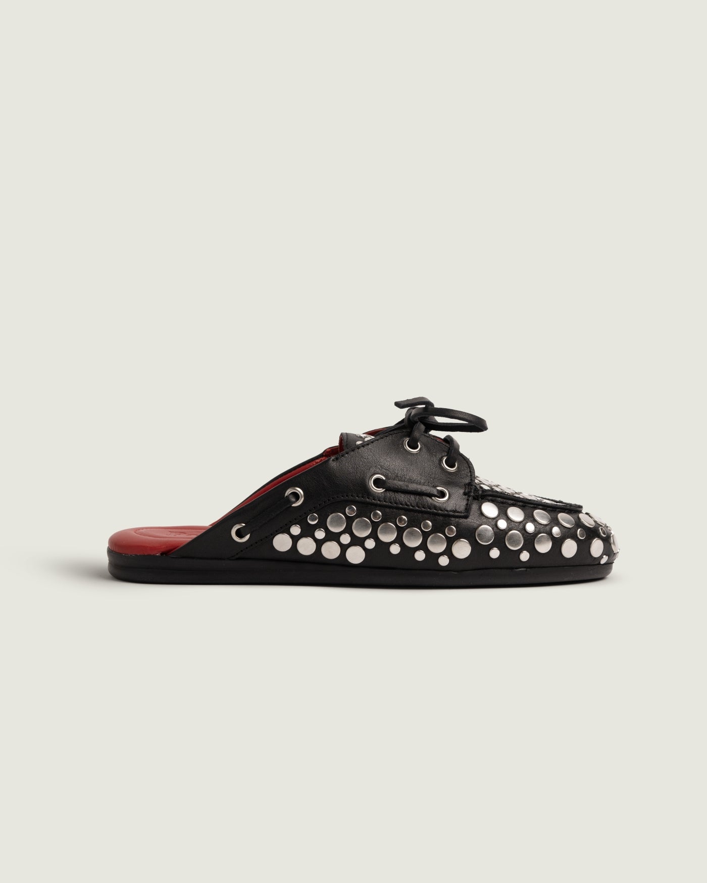 Posa Icon: Boat loafer mule - Titanium | Black