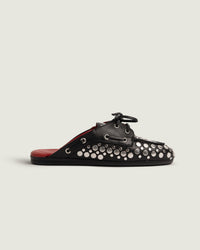Posa Icon: Boat loafer mule - Titanium | Black