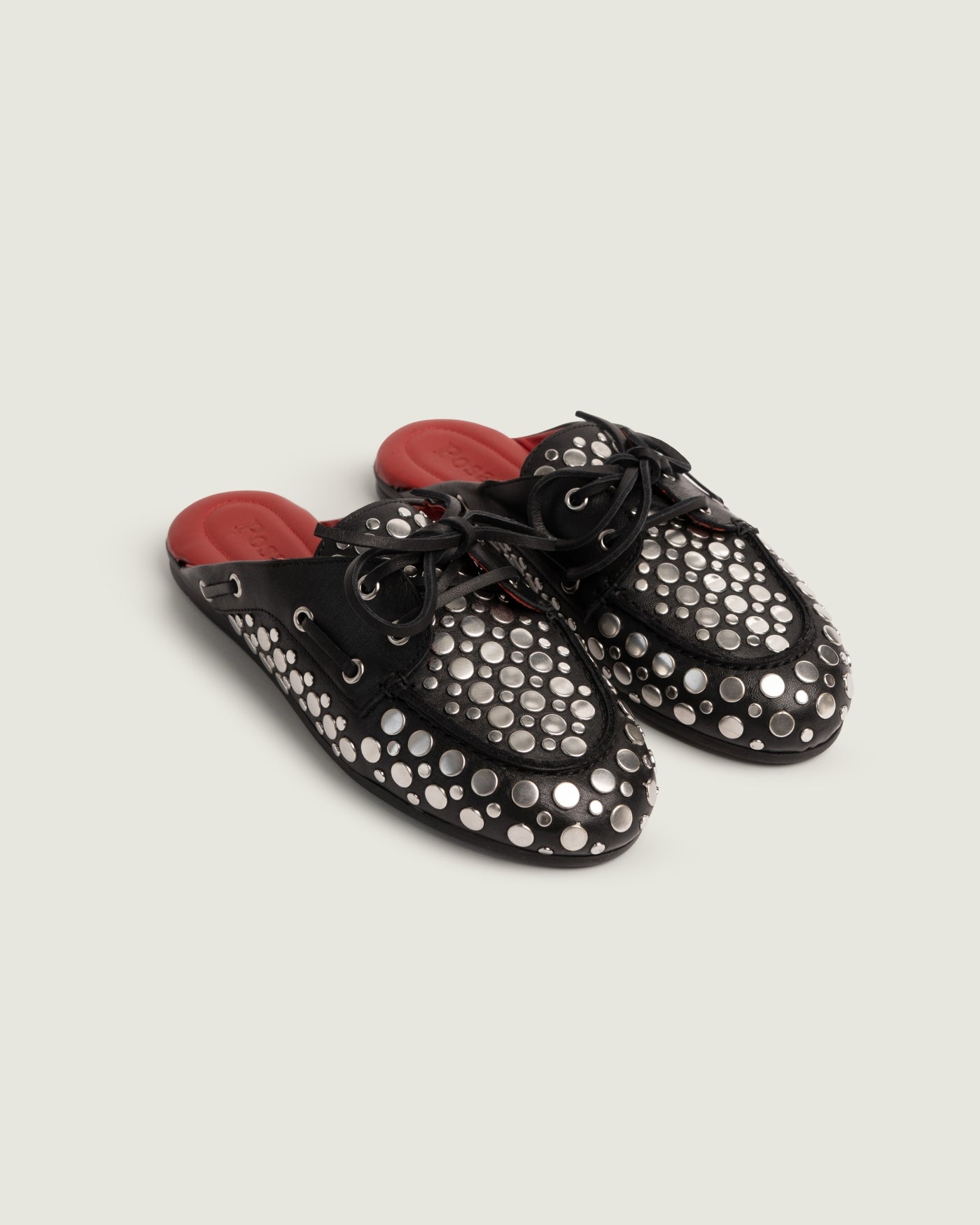 Posa Icon: Boat loafer mule - Titanium | Black