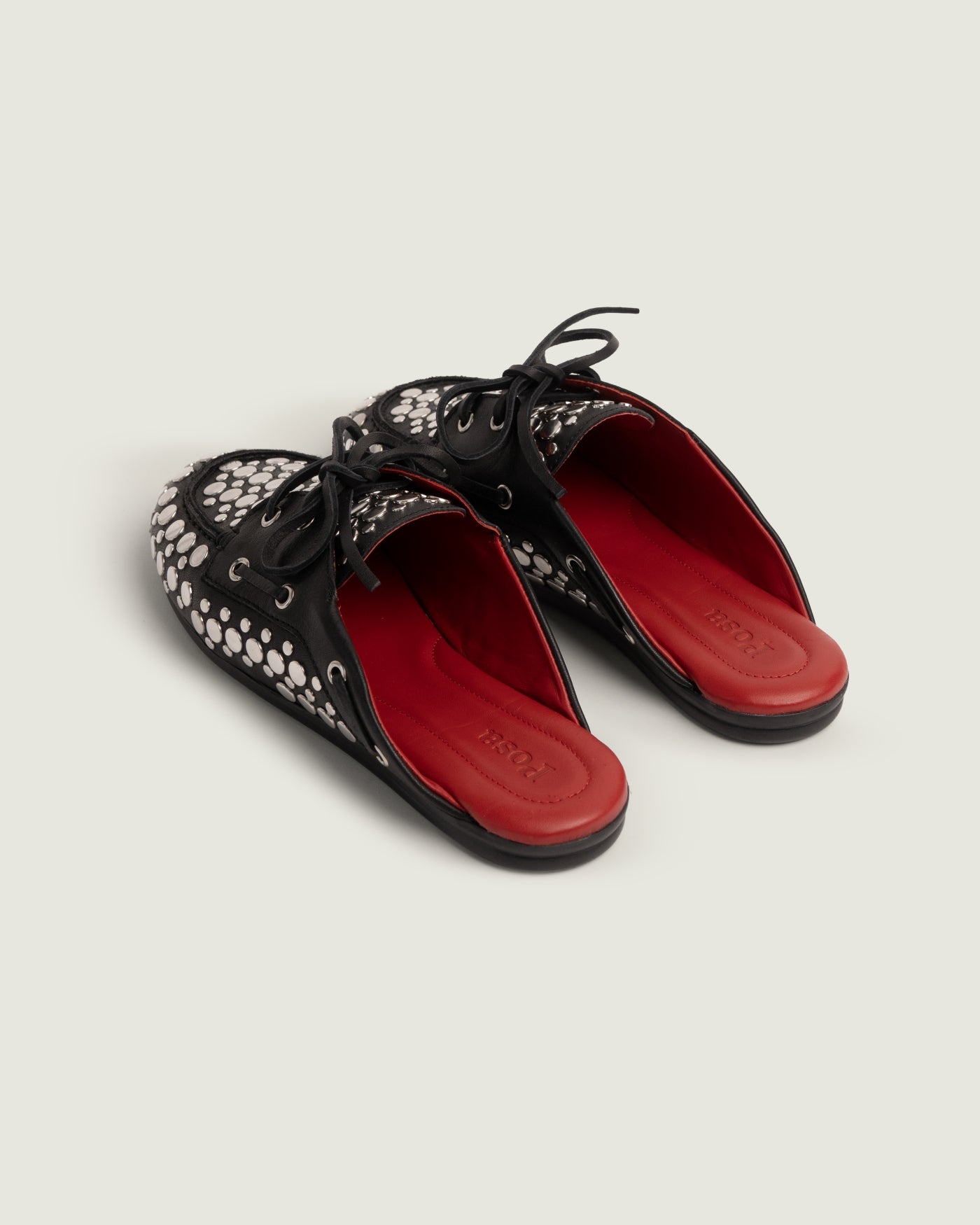 Posa Icon: Boat loafer mule - Titanium | Black