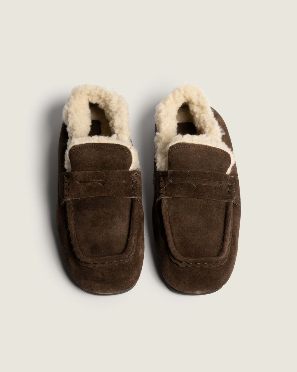 Penny Loafer Square Fur | Dark brown