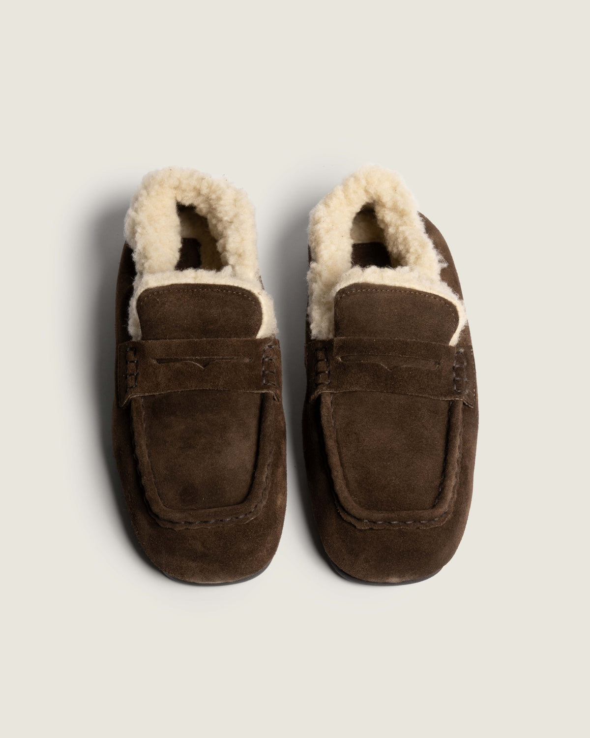Penny Loafer Square Fur | Dark brown