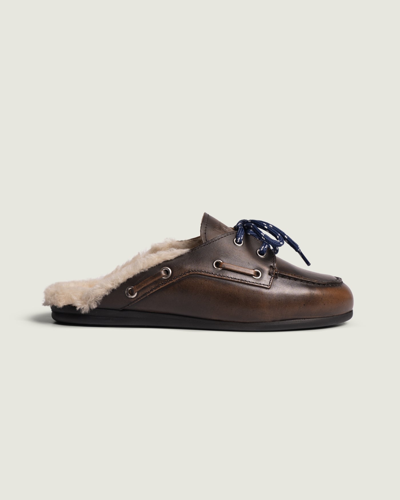 Boat Loafer Mule Fur - Leather | Coffee