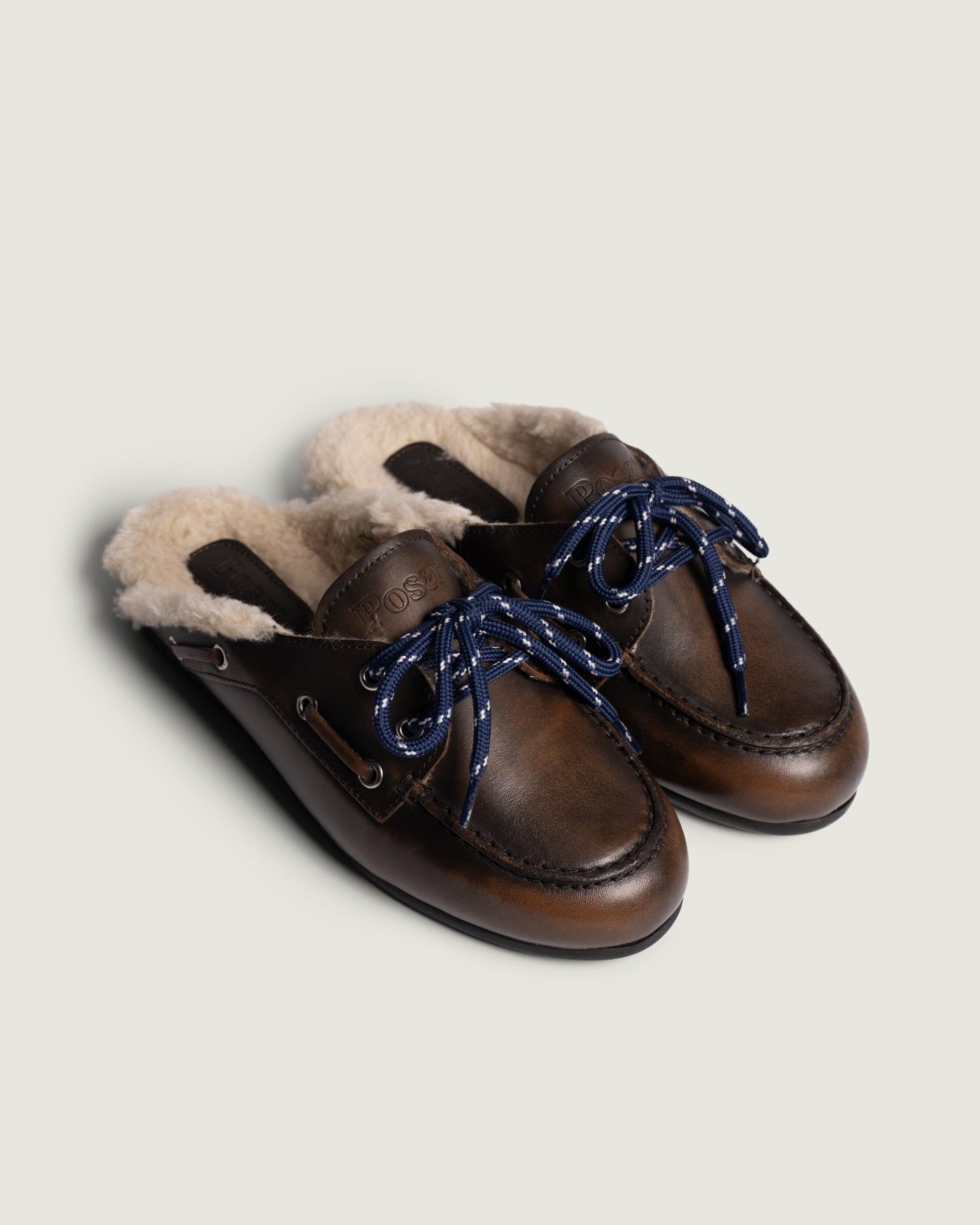 Boat Loafer Mule Fur - Brushed Leather | Coffee