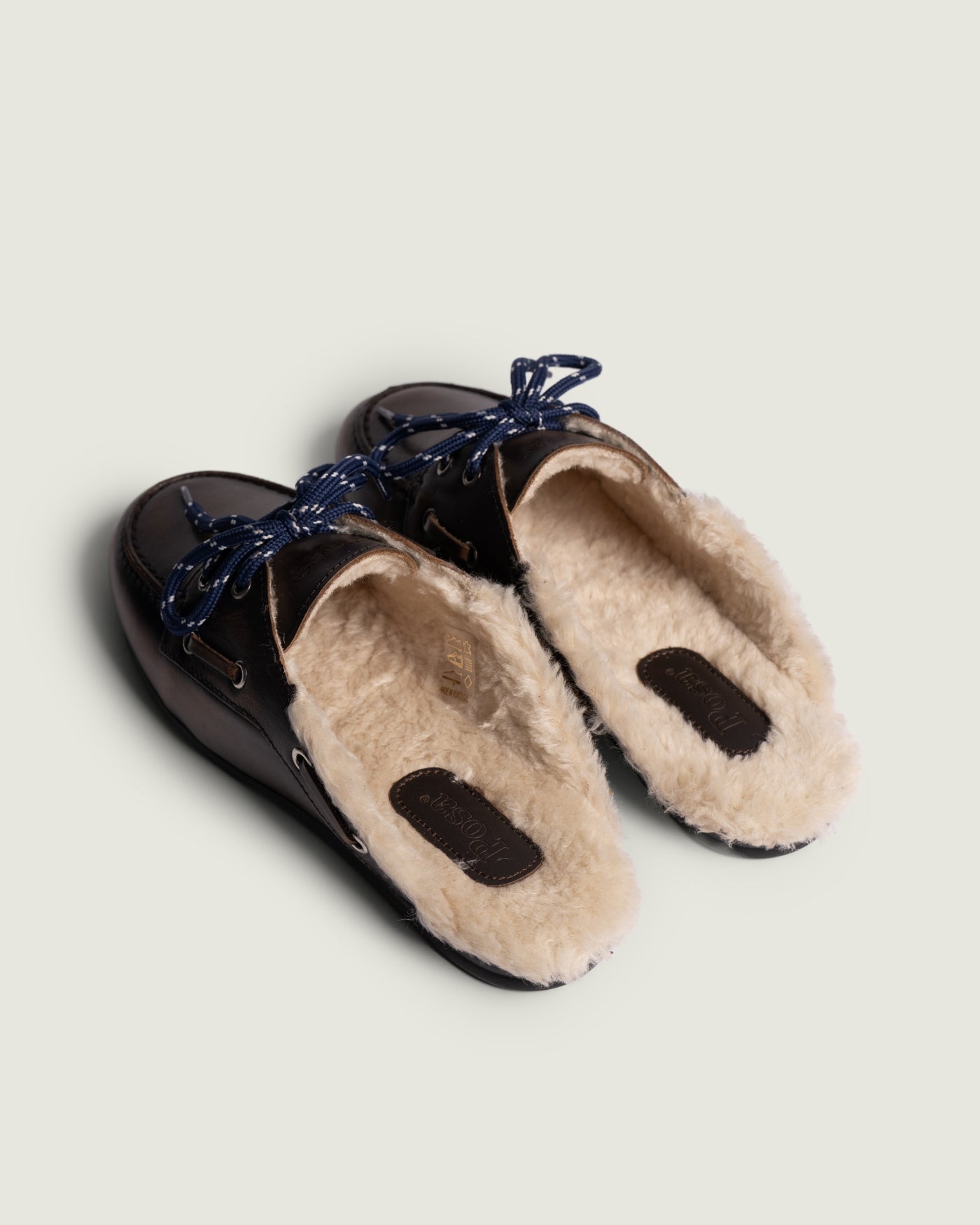 Boat Loafer Mule Fur - Brushed Leather | Coffee