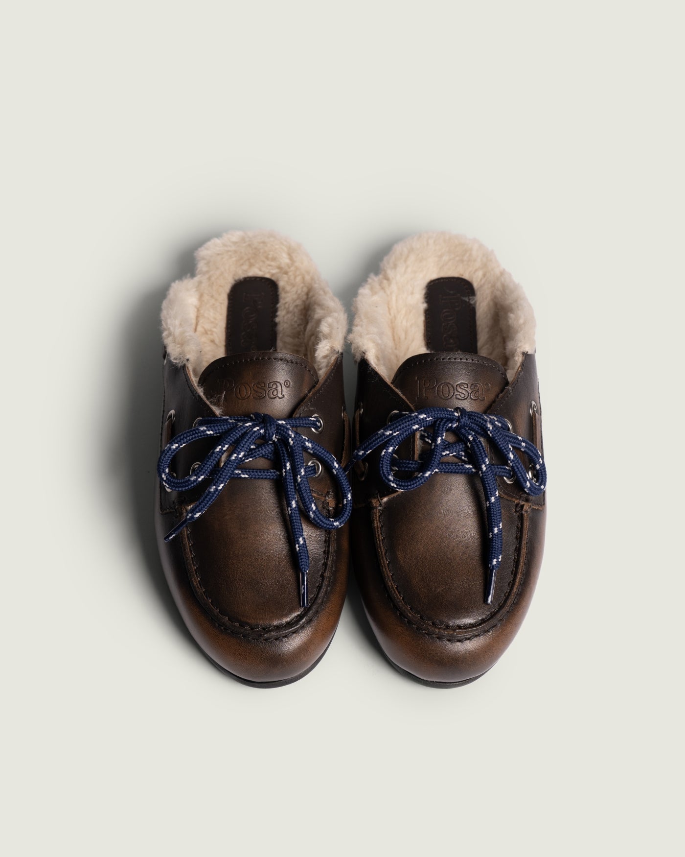 Boat Loafer Mule Fur - Brushed Leather | Coffee