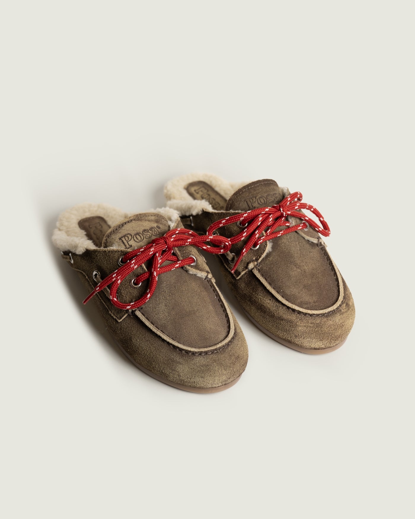 Boat Loafer Mule Fur Brushed - Suede | Dark brown
