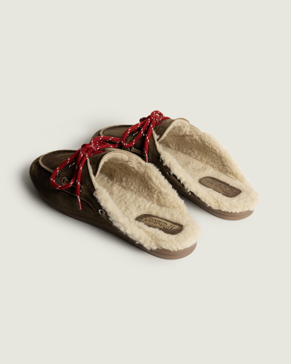 Boat Loafer Mule Fur Brushed - Suede | Dark brown