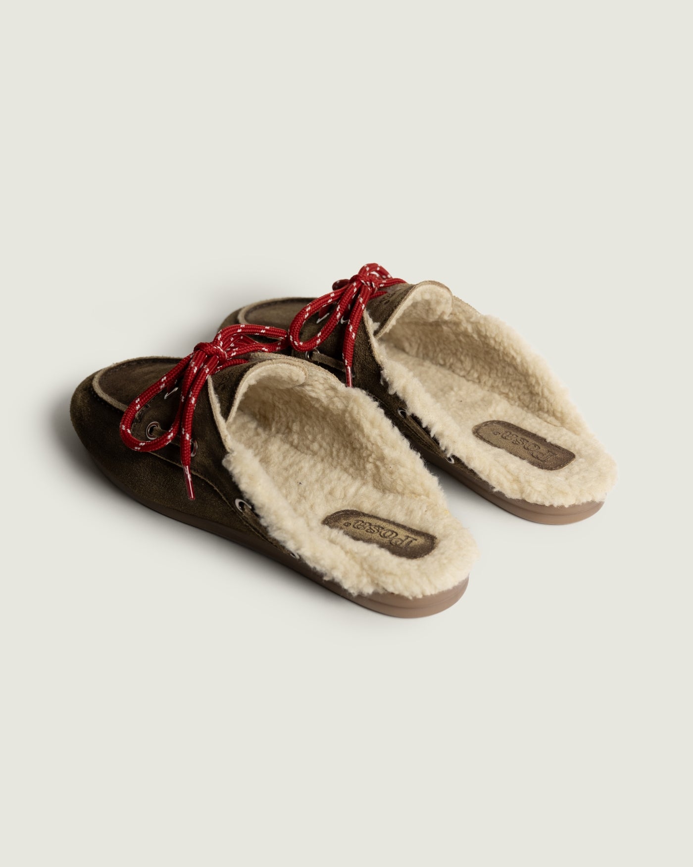 Boat Loafer Mule Fur Brushed - Suede | Dark brown