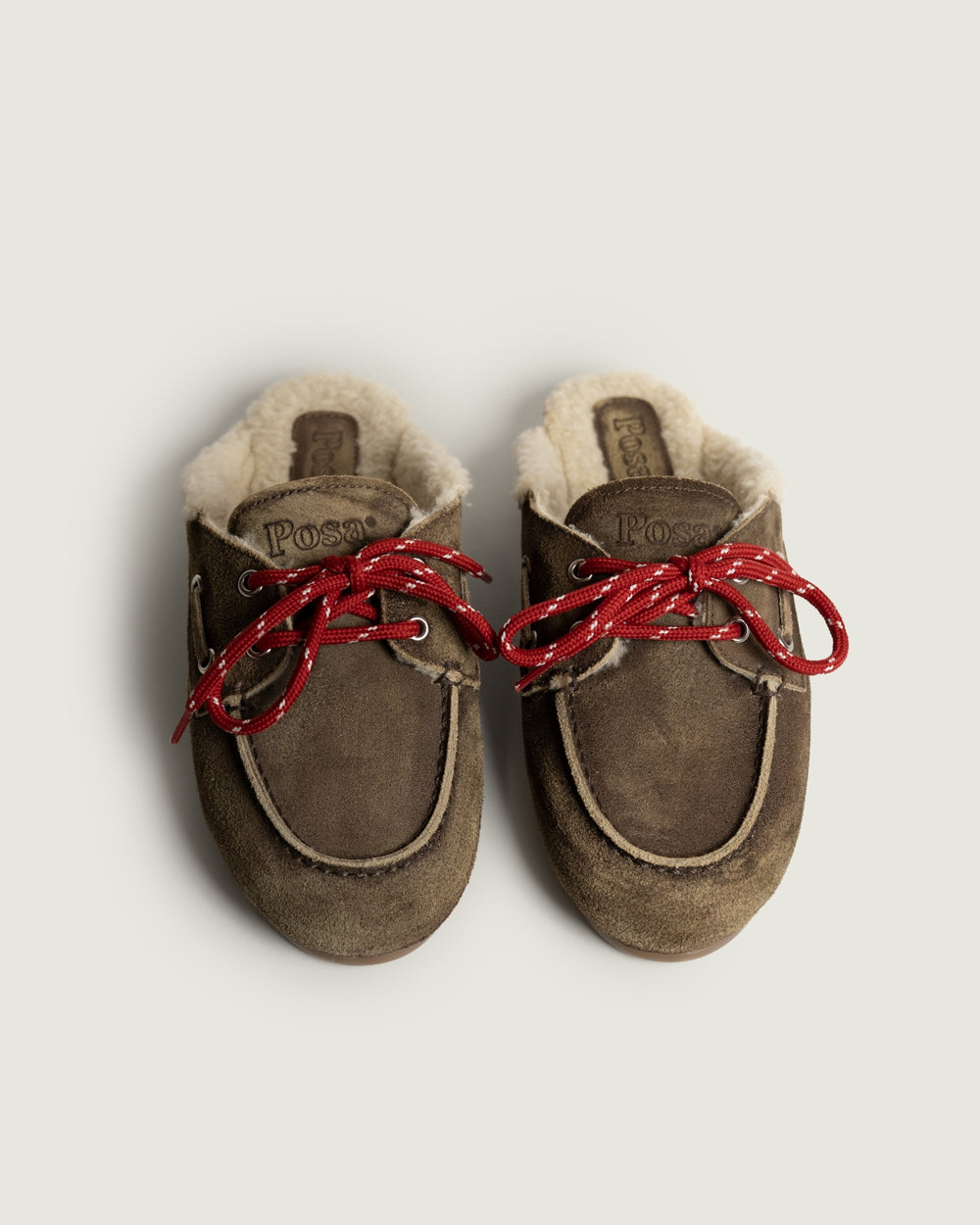 Boat Loafer Mule Fur Brushed - Suede | Dark brown