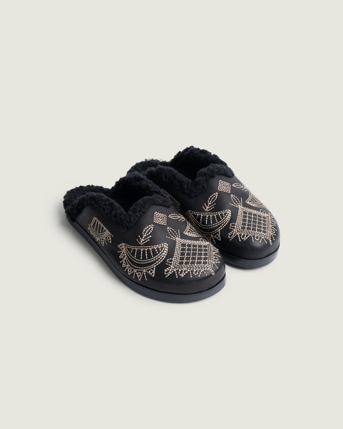 Mule Bohemian - Leather/Fur | Black