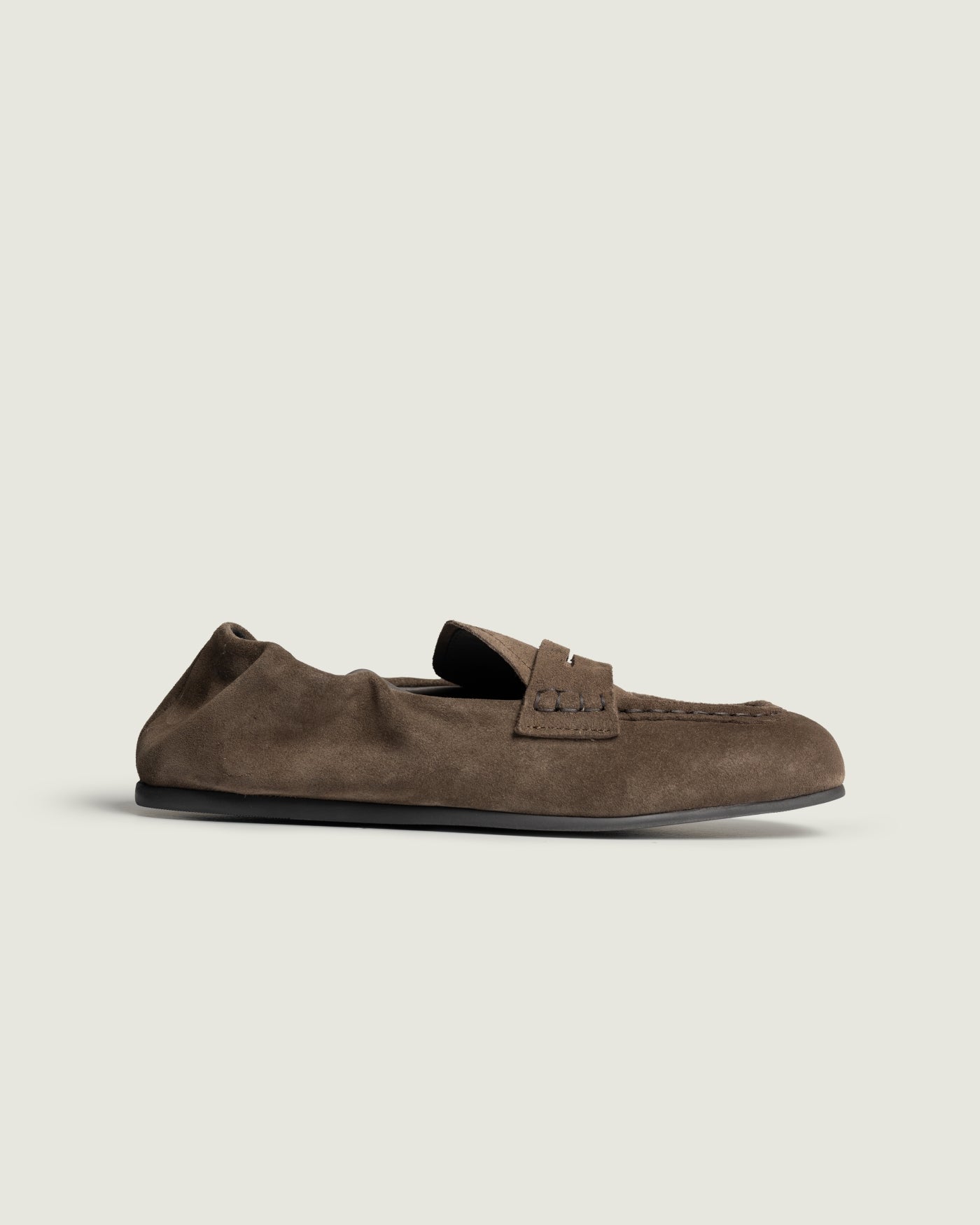 Penny Loafer Square - Suede | Dark brown