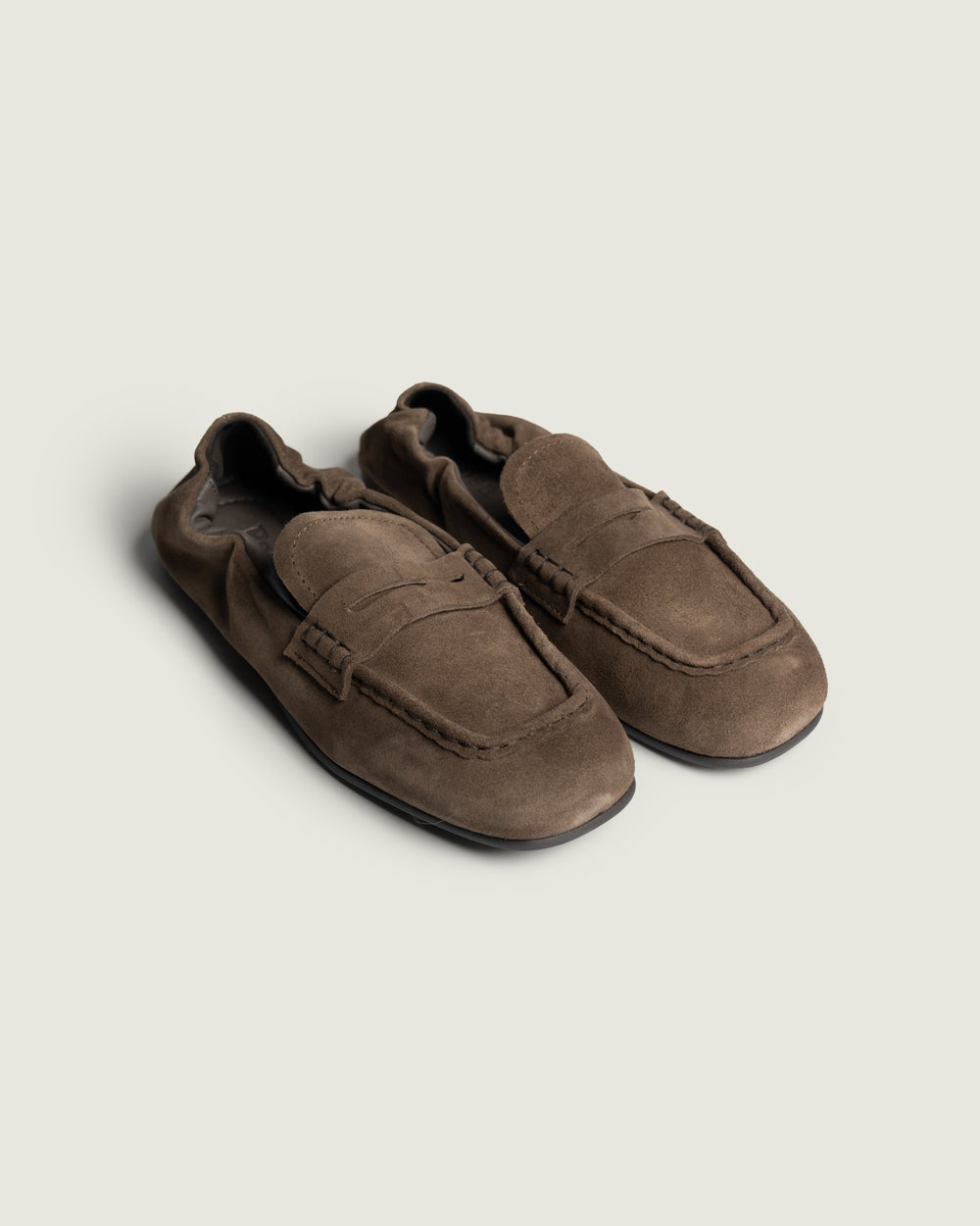 Penny Loafer Square - Suede | Dark brown