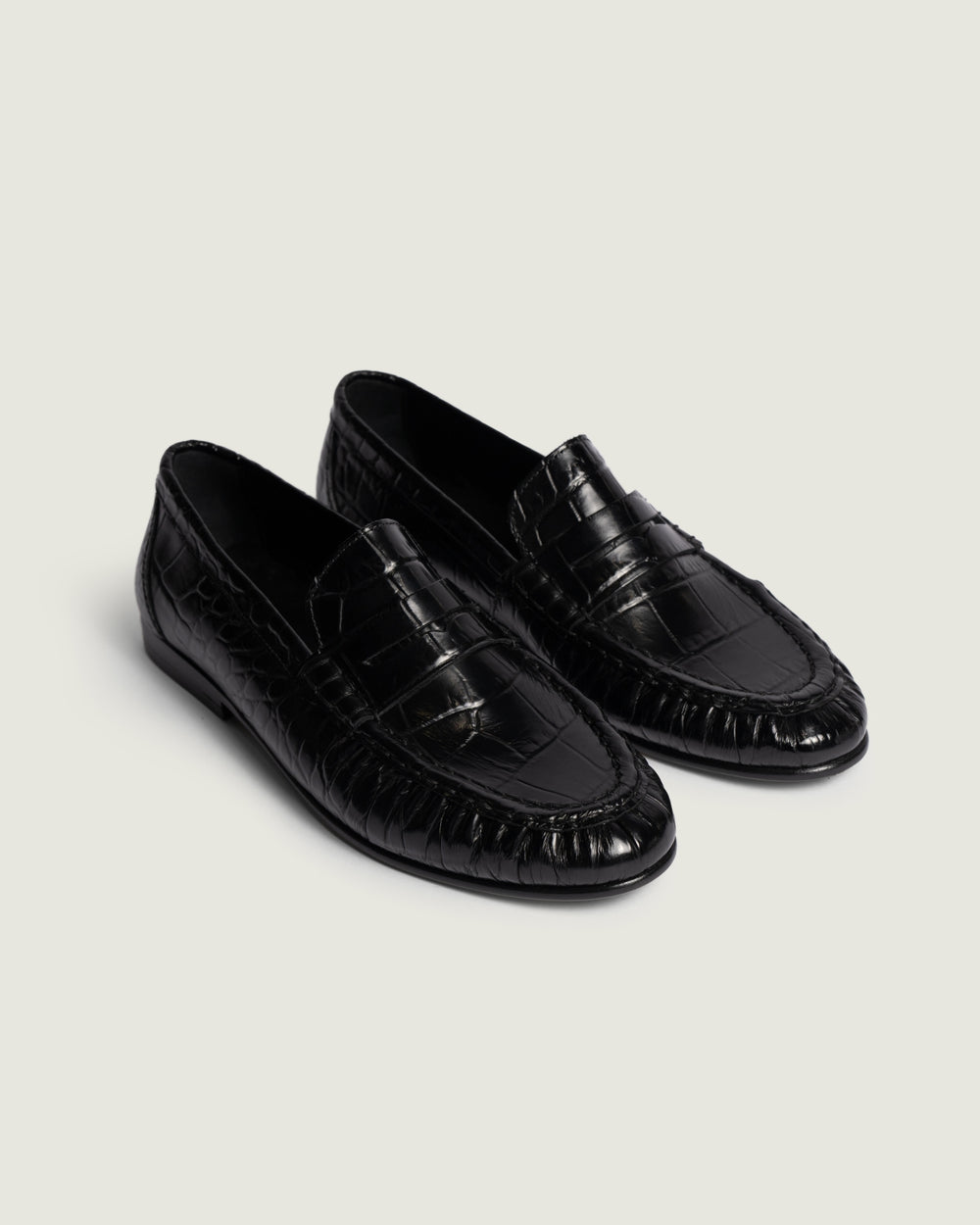 Penny Loafer Wrinkle Croco | Black