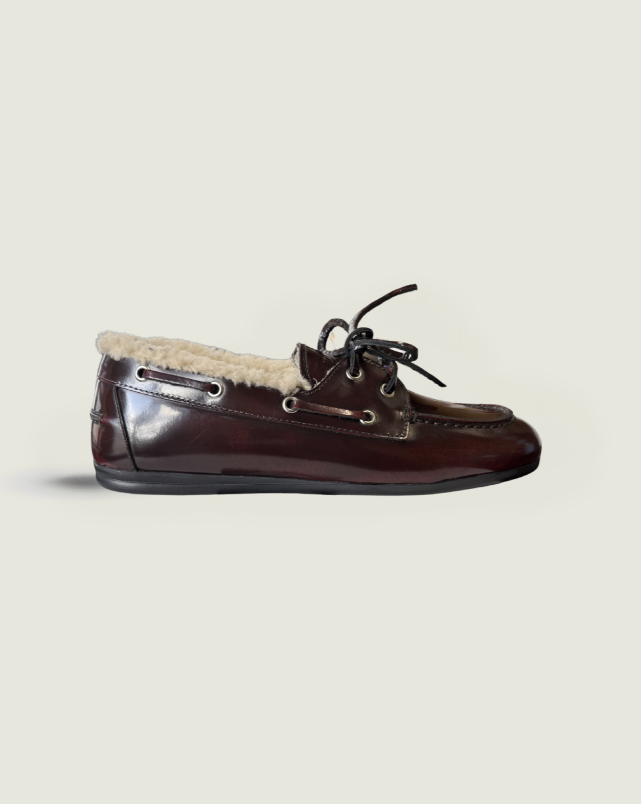 Boat Loafer Fur - Box Leather | Burgundy