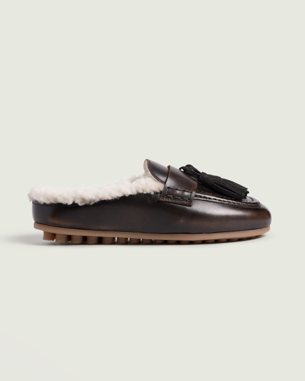 Tassel Driving Mule - Leather | Coffee