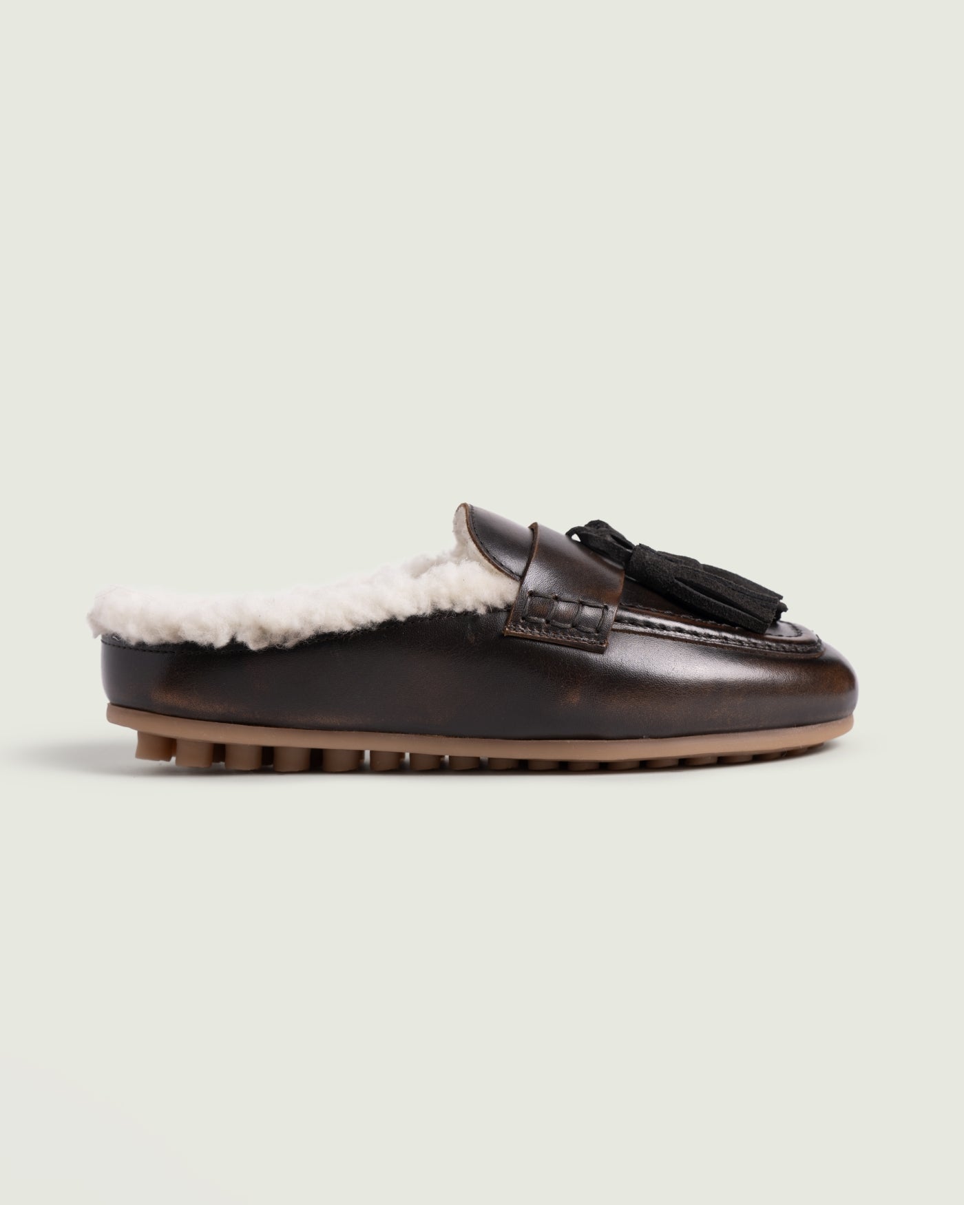 Tassel Driving Mule - Leather | Coffee