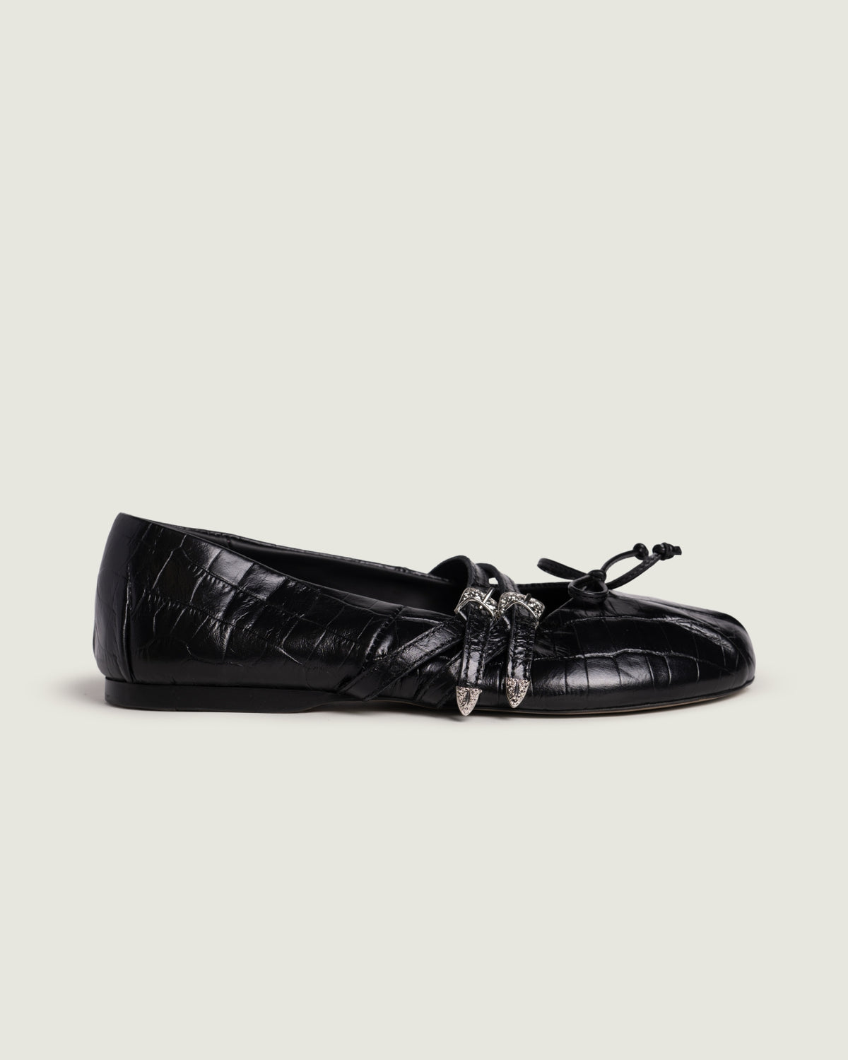 Vita Ballerina Western - Croco Leather | Black
