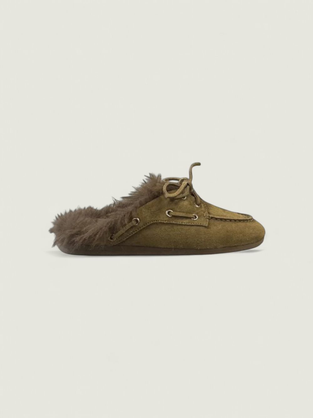 Boat Loafer Mule Hairy Fur - Suede | Desert tan