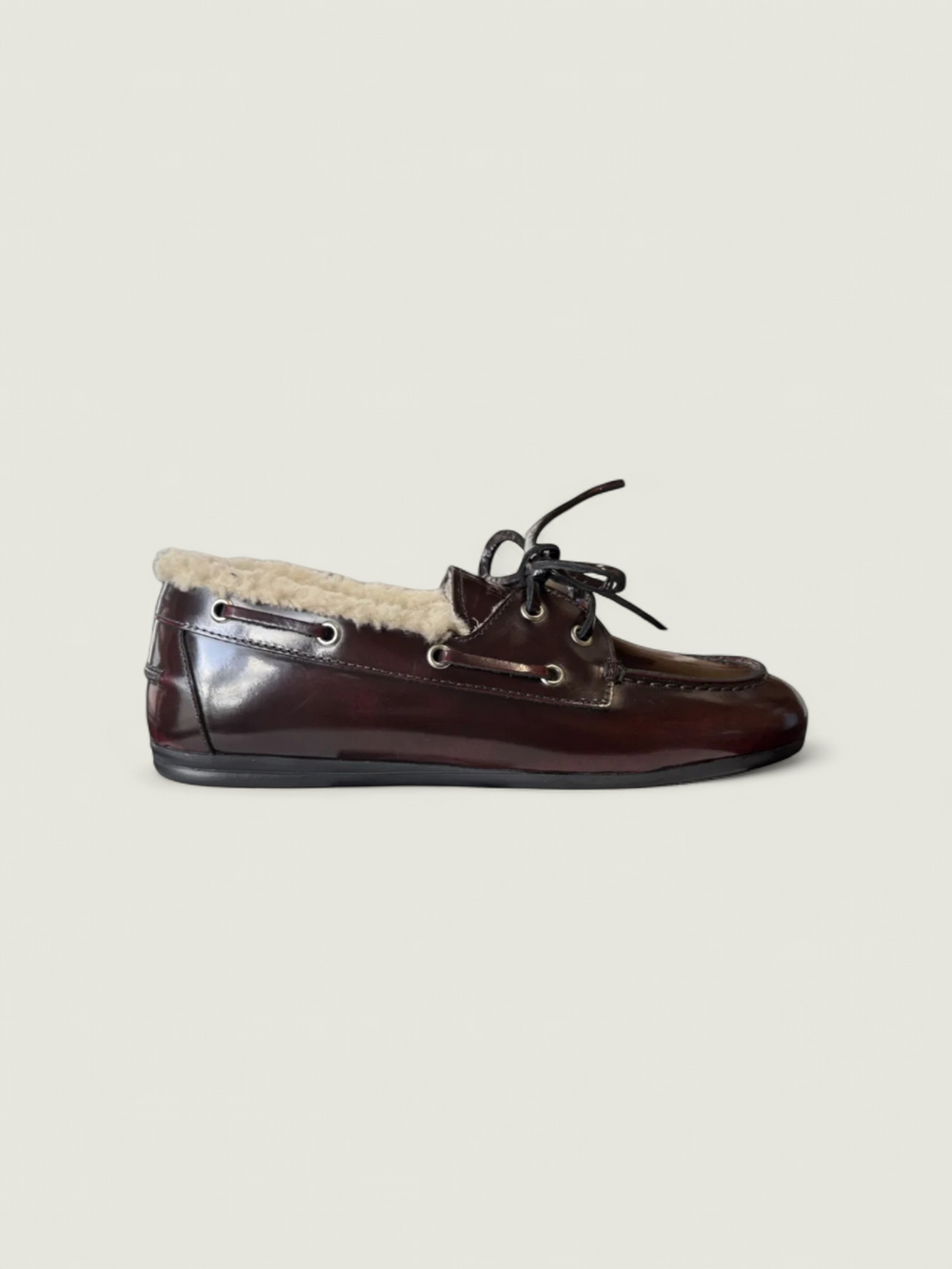 Boat Loafer Fur - Box Leather | Burgundy